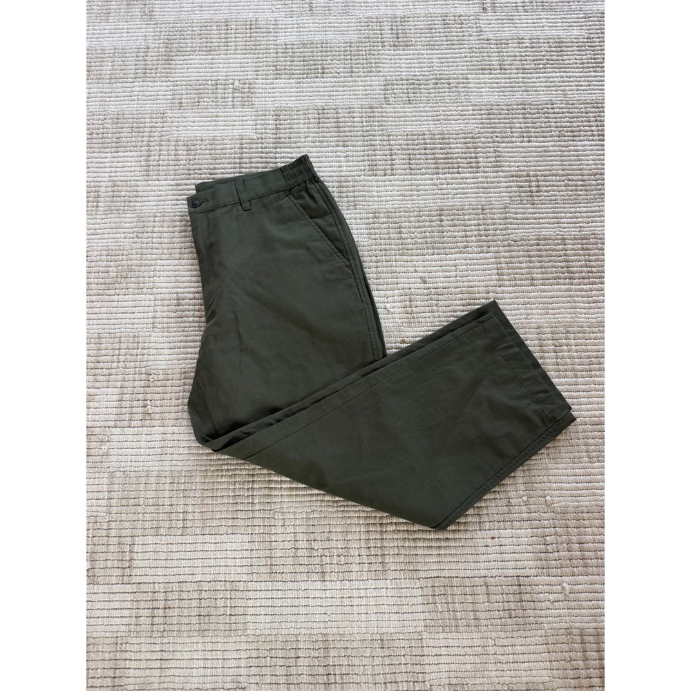 Uniqlo Cotton Linen Blend Relaxed Pants Olive Green Medium 321-482920